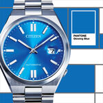CITIZEN 星辰 X PANTONE Nowstalgia 亞洲限定炫光藍 經典機械錶 NJ0158-8, , large