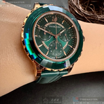 [星晴錶業]SWAROVSKI手錶,40mm,SW00030墨綠色錶面玫瑰金錶殼綠真皮皮革錶帶款, , large