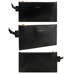 YSL LE 37 金釦小牛皮二用水桶包/黑色, , large