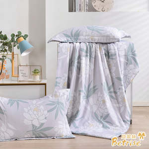 【Betrise貝翠絲】花間茶香 | 升級石墨烯吸濕排汗天絲鋪棉涼被/150x180cm(加碼贈同款鋪棉枕套x2)