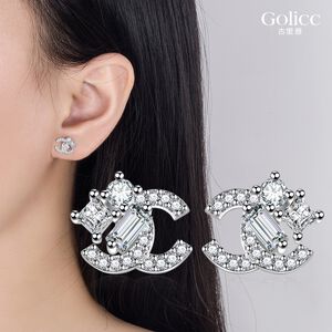 【Culicc】古莉可 耳環 小香風 時尚優雅滿鑽耳環