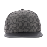 COACH CC Logo 緹花布及皮革棒球帽 XS-S / M-L / 炭灰色/黑色, , large