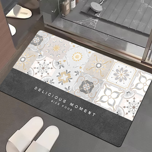 Nano suede soft diatomaceous earth water-absorbent anti-slip floor mat