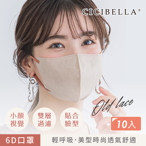 【千康購物網】CICIBELLA  6D輕呼吸口罩10入-米