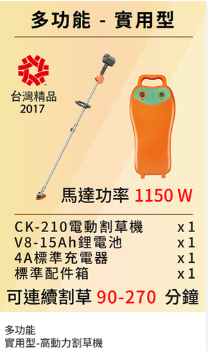 【TAKUMI】COMLINK CK-210+V8-15AH   Electric Backpack Brush Cutter