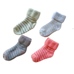 [Kaimei Cotton Industry] 10 pairs set, random and excellent, MIT made in Taiwan, winter thick, towel bottom pure cotton anti-slip children's socks/winter socks/anti-slip socks/baby socks/warm children's socks, striped reverse folds, , large