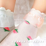 [Kaimei Cotton Industry] 12 pairs set, random and excellent, MIT made in Taiwan, pure cotton comfortable styling children's socks, strawberry lace style, 14-17cm, , large