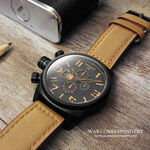 elegantsis Army 戰地記者三眼計時腕錶-黑x卡其/48mm ELJT48-OB09LC, , large