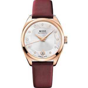MIDO 美度 Belluna 特別版真鑽機械女錶 套錶組-勃根地紅色/33mm M0243073711600