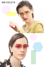 MR.TECH 米特克 UV400太陽眼鏡時尚男女中性大框墨鏡(無框合金矩方形切割框WE-S31274-多色選) 金框漸咖色, , large