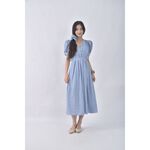 (S) chill k k碎花棉質公主袖藍色綁帶洋裝二手衣, , large