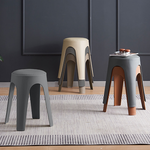 【AOTTO】莫蘭迪貓抓皮加厚疊加圓凳椅凳-2入咖啡色(ID-002BR*2), , large