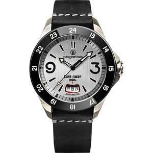 elegantsis x CafeRacer 經典復古機械錶-銀x黑/44mm ELJR65AS-C1NW1L