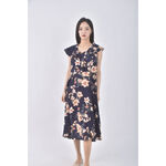 (S) 質感花紋藍色洋裝二手衣, , large