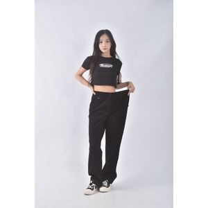 (3XL) key wear高腰質感黑色長褲二手衣