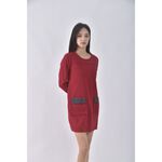 (S) 棉質圓領紅色洋裝二手衣, , large