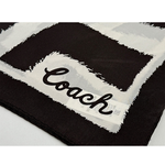 COACH 斑馬條紋圖案真絲方巾/白色/深咖啡色, , large