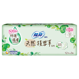 蘇菲天然積雪草衛生棉23CM12片*3包