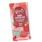 Dark chocolate(55%) with wafers and strawberries,25g, , large