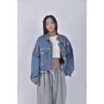 (L) fendi質感中性寬鬆拼接寬鬆棕色外套二手衣, , large