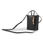 TORY BURCH Perry 荔枝皮革三層迷你托特包/黑色, , large