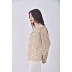 (M) 碎花質感花邊領口杏色長袖上衣二手衣, , large