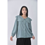 (XL) amber 3韓牌質感花邊綠色長袖上衣二手衣, , large