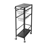 [Y HOUSE] Iron plate slit trolley rack, slit shelf, gap rack, kitchen trolley, kitchen rack - black, , large