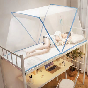 Good sleep, easy storage, no installation, foldable bottomless mosquito net for single dormitory - sky blue