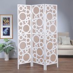 《C&B》水玉新設計風格三面屏風-實木+原麻布/台灣生產, , large