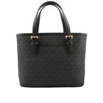 Michael Kors 滿版圓形Logo 塗層帆布小款托特包(黑色), , large