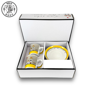 【SOLO歐洲家居】EGAN 義大利陶 咖啡杯2件組 禮盒組 歐式小屋系列 灰黃色 100ml