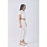 (M) basic denim高腰丹寧牛仔質感白色長褲二手衣, , large