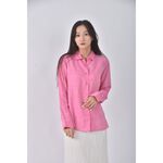 (S) uniqlo質感亞麻純亞麻粉色長袖上衣二手衣, , large