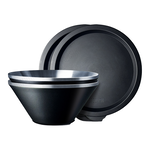 仙德曼雙層304不鏽鋼笠形湯碗-黑色-附蓋-20cm-2入x1組, , large