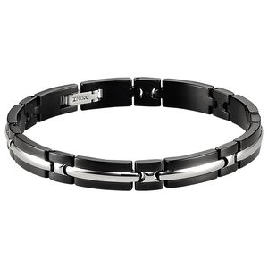【快速出貨】法國 ROCHET TRINIDAD系列 不鏽鋼男士雙色手鍊-黑x銀 B042281