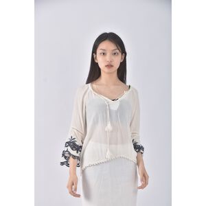 (S) pazzo質感海島風白色長袖上衣二手衣