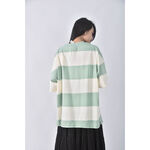 (2XL) alexandra mattiussi棉質純棉條紋綠色短袖上衣二手衣, , large