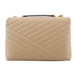 TORY BURCH Kira 縫線設計翻蓋肩背/斜背鍊包/沙漠色, , large