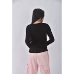 (S) stitch snap韓牌質感黑色長袖上衣二手衣, , large