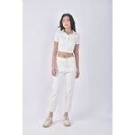 (M) basic denim高腰丹寧牛仔質感白色長褲二手衣, , large
