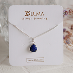 【BLUMA銀飾】純粹青金石原礦純銀項鍊 天然水晶 水滴墜子 情人節禮物 喉輪, , large