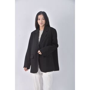 (M) wear to eat西裝寬鬆黑色外套二手衣