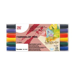 *需預訂【Kuretake 日本吳竹】ZIG 雙頭布料彩繪筆 六色套組 (TC-4000-6V)