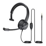 EKSA H15 專業降噪話務耳麥,PC 耳機降噪麥克風，3.5 mm音訊線，線控音量控制和靜音，適用於辦公室/線上會議, , large