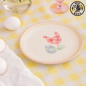 【SOLO Vintage】LCW Home 19cm Cute Garden Hen and Flower Egg Plate Made in Turkey