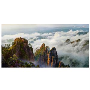 【御畫房】黃山雲海 國家一級畫師手繪油畫60×120cm(VF-137)