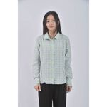 (S) traveler格紋排扣綠色襯衫上衣二手衣, , large