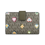 Michael Kors Jet Set 撲克牌花色塗層帆布釦式中夾(橄欖綠), , large