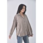 (XL) uniqlo質感棉質格紋棕色長袖上衣二手衣, , large